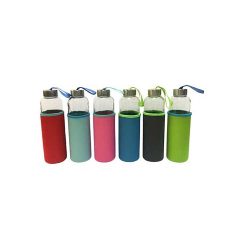 BOTELLA VIDRIO 600 ML CON FUNDA