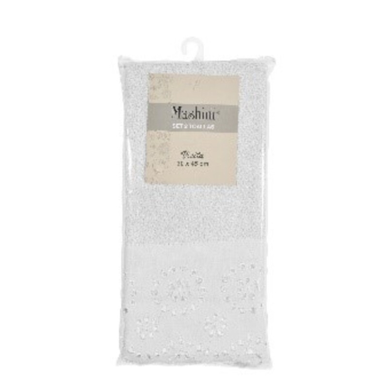 SET 2 TOALLAS BORD DE VISITA  LACE BLANCO